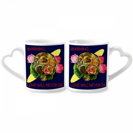 

Love Will Never Die l Couple Porcelain Mug Set Cerac Lover Cup Heart Handle
