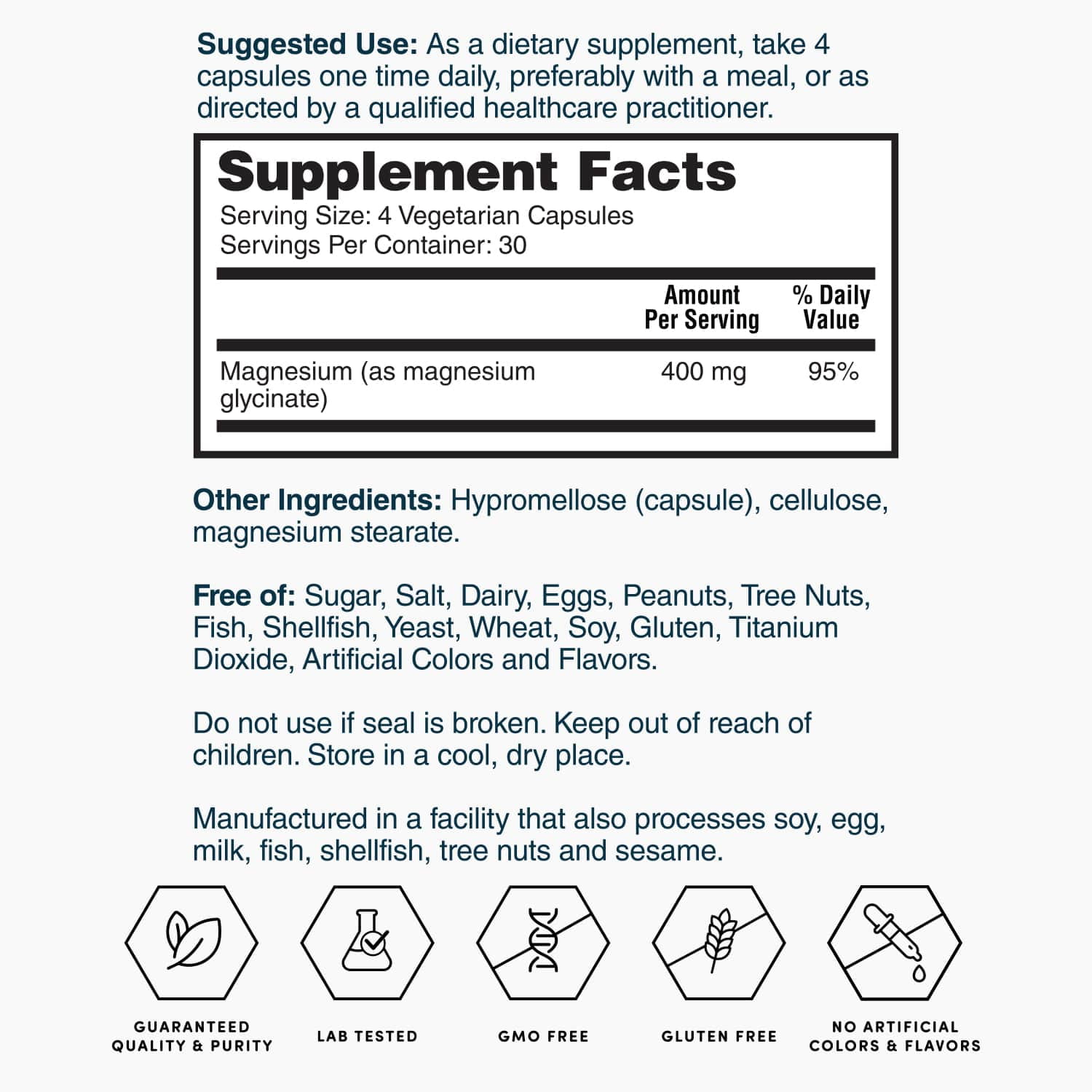 Nature`s Lab Gold Magnesium Glycinate 400mg - 120 Capsules (30 Day Supply) - Supports Cardiovascular Health, Muscle & Nerve Function*