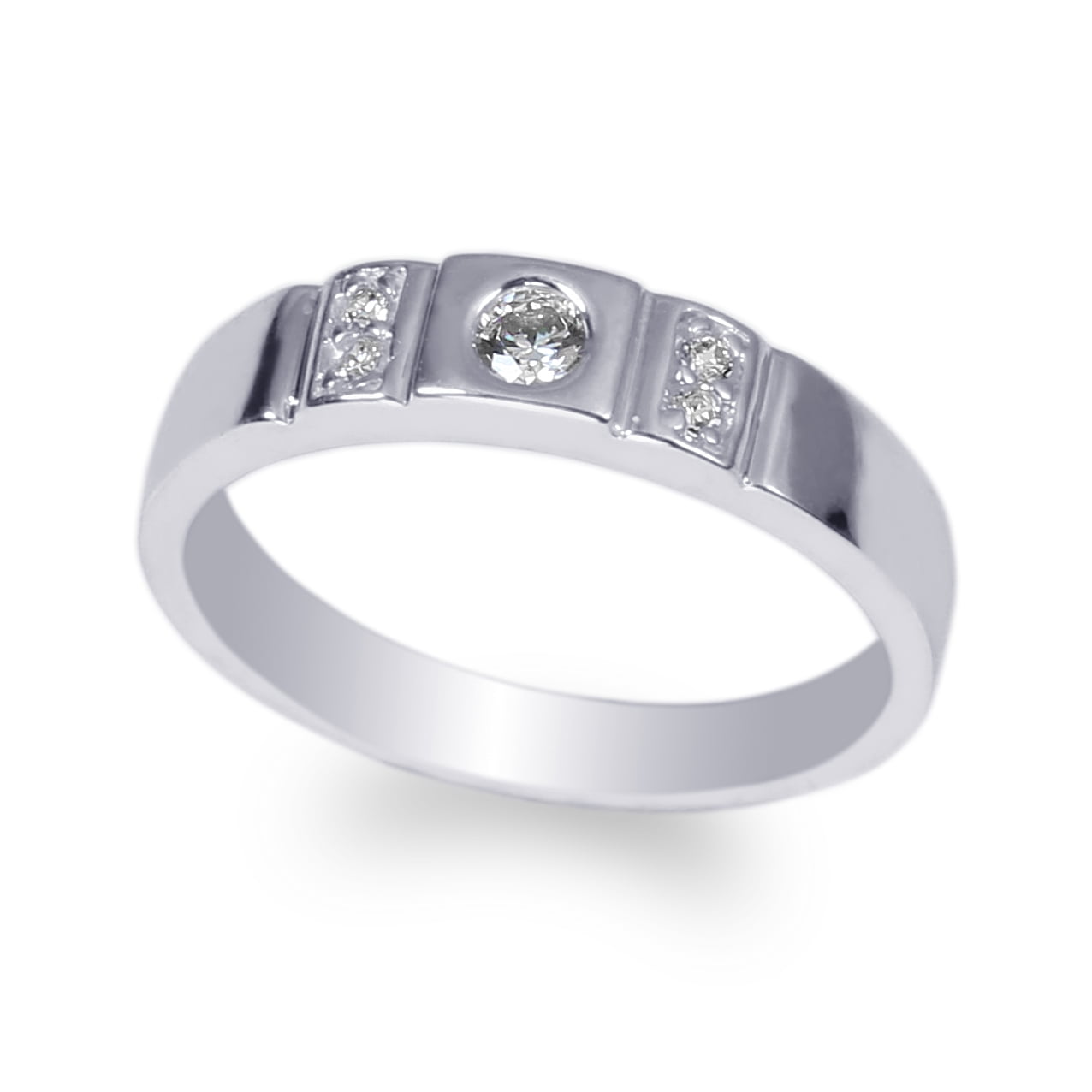 1.25ct Round CZ shared prong Wedding Band .925 Sterling Silver Ring Sizes 4-10 