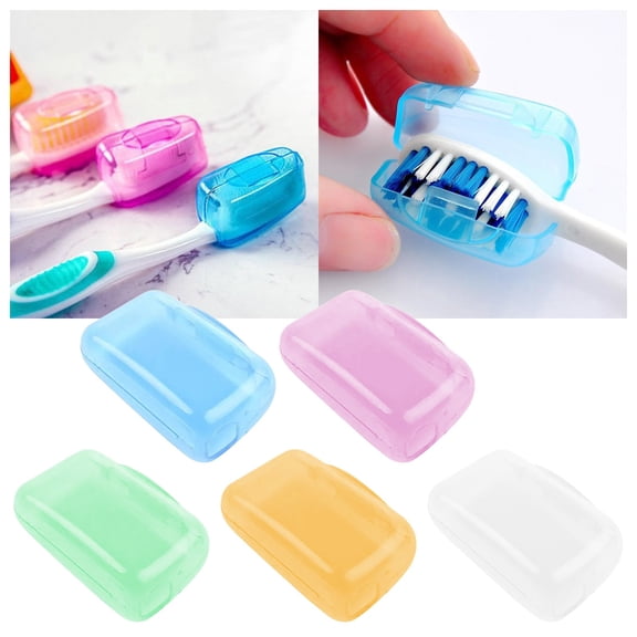 Nahgoan 5PCS Travel With Toothbrush Head Cover Travel With Portable Toothbrush Case Toothbrush Head Protector Bathroom Toilet Washing Room Accessories Portable Travel Size
