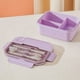 thumbnail image 4 of Fiudx Lonchera Hermética, Recipiente Bento para Adultos, Apto para Uso Alimentario, Incluye Tenedor, Cuchara y Palillos, Apto para Microondas, Multiusos para Trabajo, Picnic, Camping, Verde, Morado y, 4 of 6