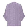 thumbnail image 4 of Fmbrln Womens Summer Ruffle 3/4 Sleeve Tops Fashion V Neck Button Hollow Out Solid Color Shirts Casual Vacation Beach Blouse Purple 2XL, 4 of 5