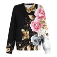 thumbnail image 5 of Womens Tops Printed V-Neck Long Sleeves Pocket T-shirt Blouse Casual Sweatshirt,Sweatshirts for Women Black S, 5 of 5