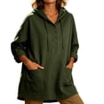 thumbnail image 3 of Women's Loose Fit Hooded Long Sleeve Half Zip Pullover Sweatshirt With Pocket | CSEONE,Army Green L, 3 of 9