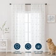 thumbnail image 6 of Sleep Zone 2 Panels Golden Floral-embroidered Lace Sheer Curtains, Modern Semi Sheer Curtains for Living Room Bedroom, Farmhouse (Beige, W52 x L95 Inch), 6 of 10