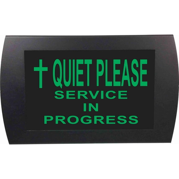 AMERICAN RECORDER - "QUIET PLEASE SERVICE IN PROGRESS" with Cross" LED Lighted Sign