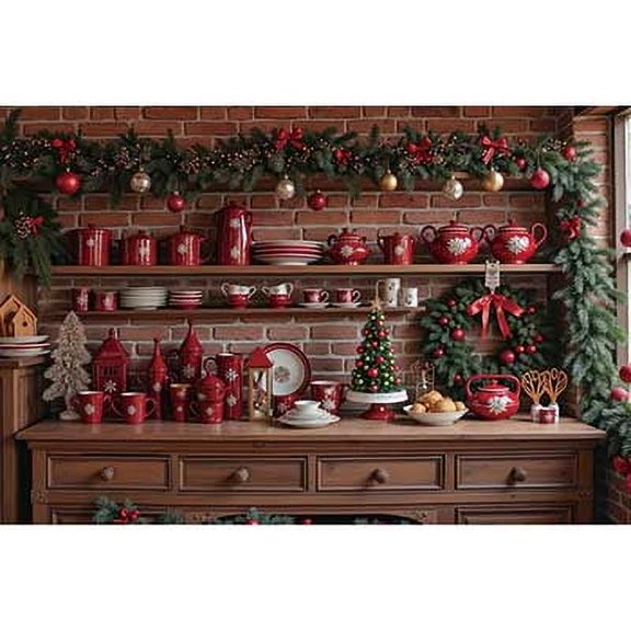 Christmas News Kitch Cabinet Photography Backdrops Wood Brick Cupboard Wall Photocall Studio Backgrounds Accessories