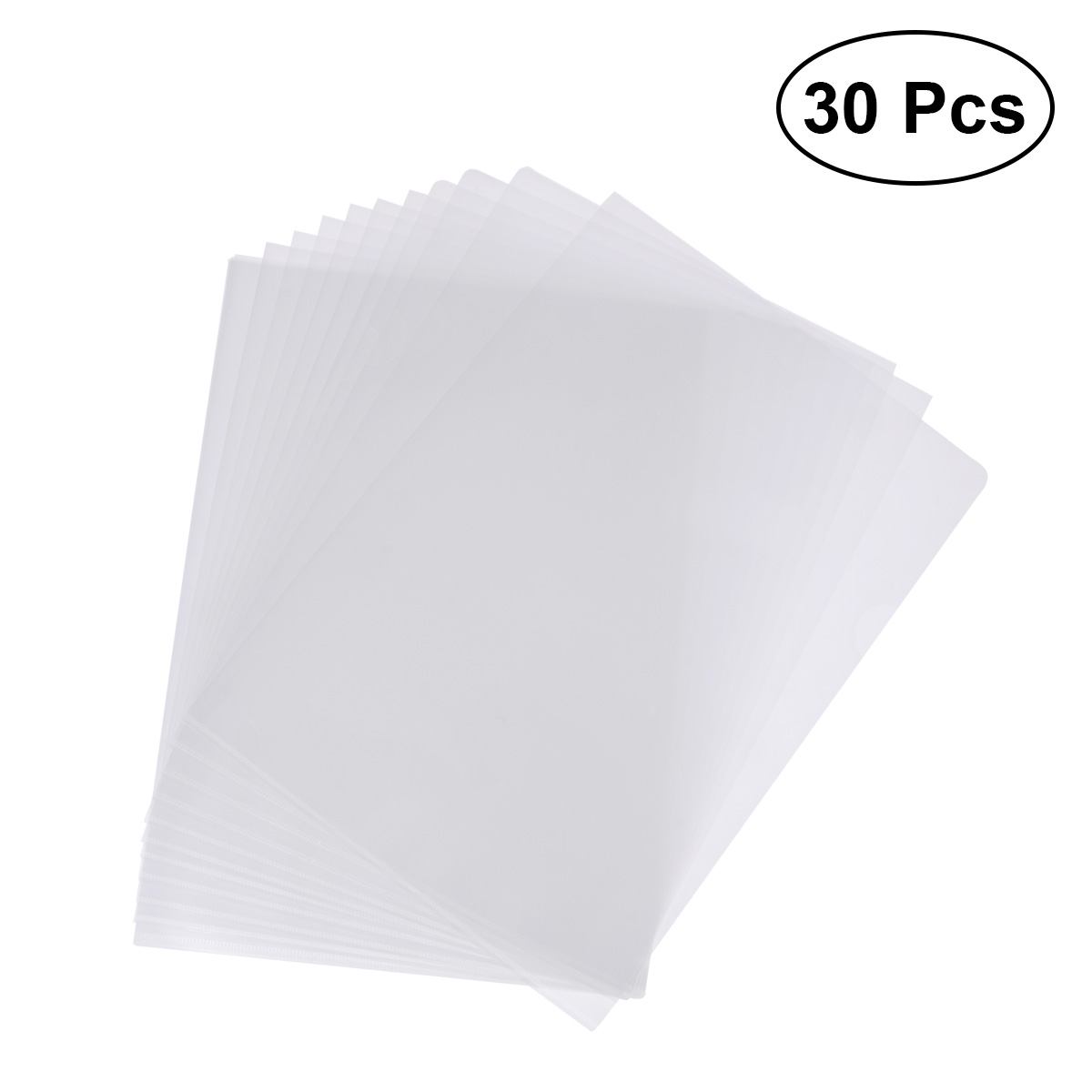 OUNONA 30PCS A4 Transparent Stationery File Folder Waterproof L Type