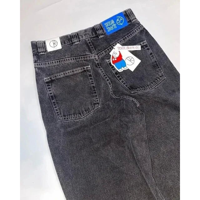 Men's Denim Jeans - Black, Hip Hop Style, Skateboard Fit