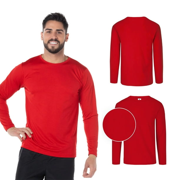 Playera Cuello Redondo Manga Larga para Caballero Color Rojo Talla Grande 100 Poliester. Yazbek C1304 Bodega Aurrera en linea