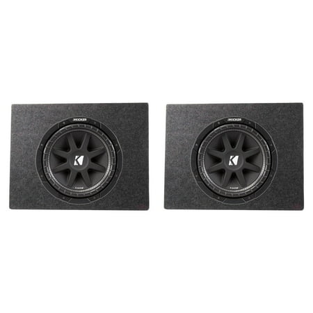 Kicker Comp 43C104 10 Inch 300 Watt Subwoofer (2 Pack) & Box Enclosure (2 Pack)
