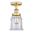 thumbnail image 2 of Innovations Lighting  Edison Canton - 1 Light 6" Semi-Flush Mount Clear/Brushed Brass, 2 of 5