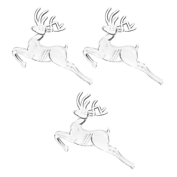 Toyvian 3pcs Reindeer Figure Decor Transparent Acrylic Elk Decoration for Office Decoration