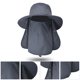 thumbnail image 3 of Sombrero de protección solar para hombres y mujeres, sombrero de ala ancha para exteriores con solapa para el cuello y cubierta para la cara, color gris oscuro, 3 of 13