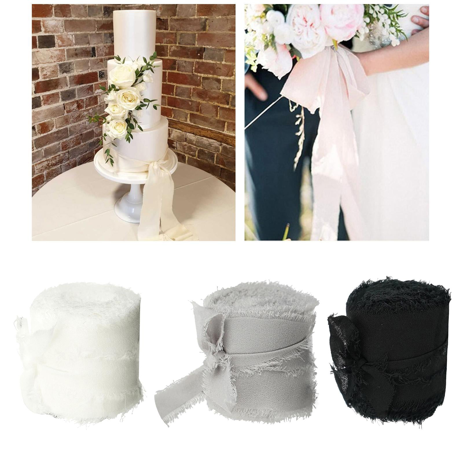FVDPWYE 6 Rolls Fringe Chiffon Silk Ribbon Bridal Bouquets Gift Wrapping Frayed Edges Blue Series