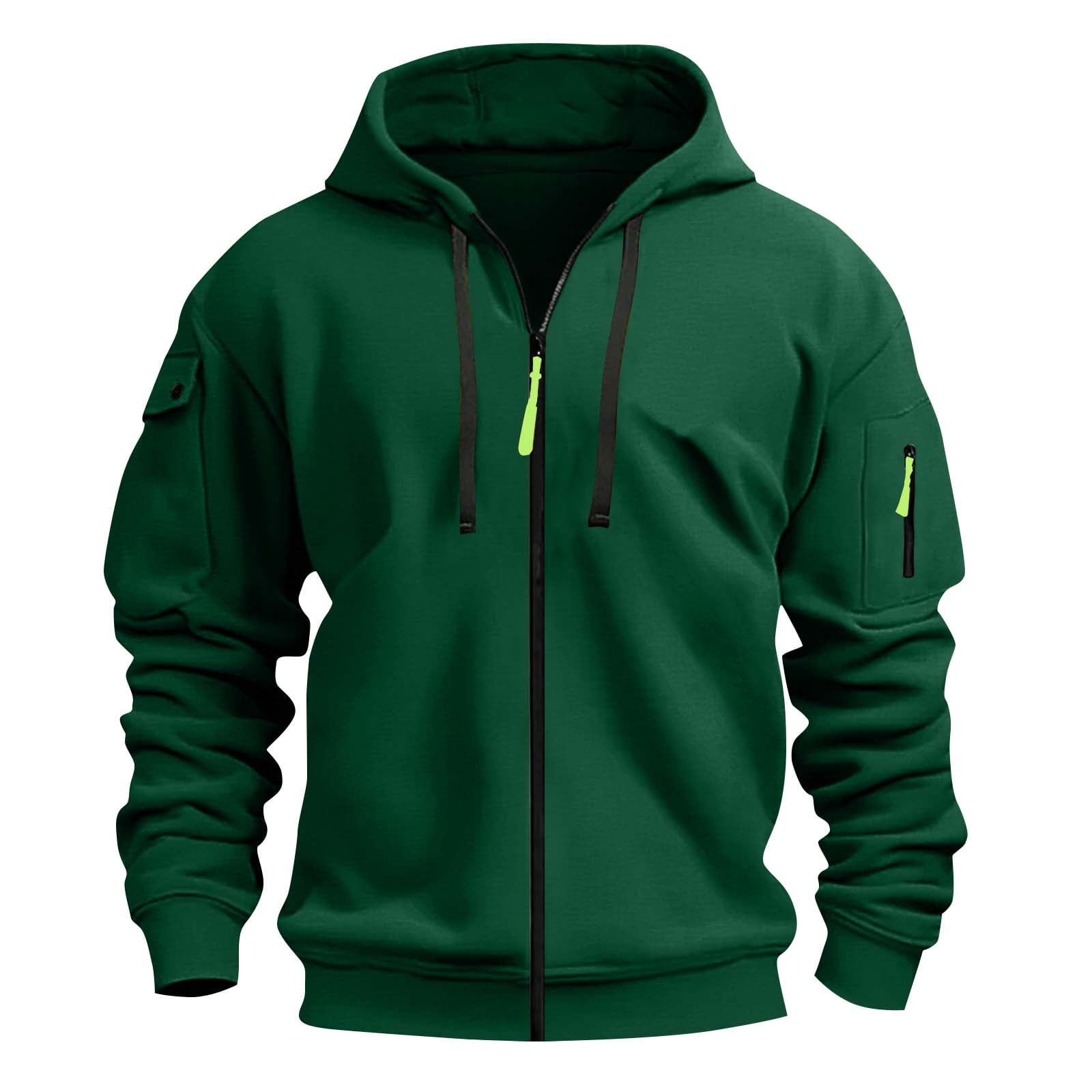Xzbqbs Hoodies for Men Casual Tactical Full Zip Up Fashion