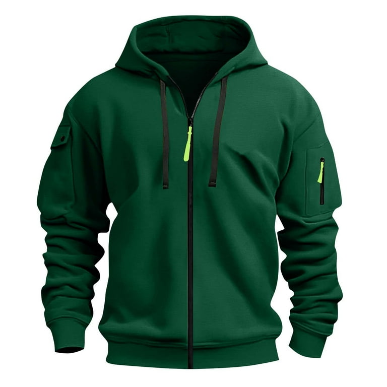 Xzbqbs Hoodies for Men Casual Tactical Full Zip Up Fashion
