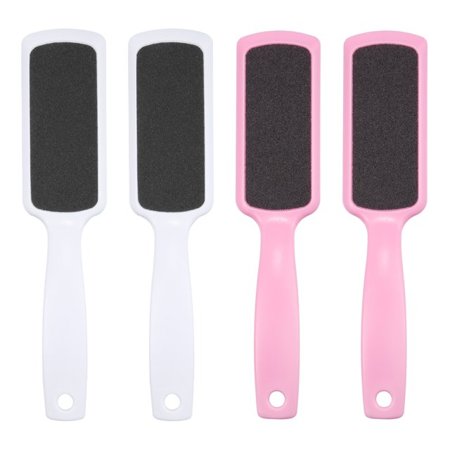 Unique Bargains 4 Pcs Coarse and Fine Dual Sided Foot File Pink and White