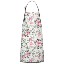 Pioneer Flower Floral Print Pattern Apron-Garden Aprons for Women with Pockets-Cotton Linen Waterproof Kitchen Cooking Gardening Aprons Adjustable for Kitchen,Cooking,BBQ and Salon 33x27 Inch