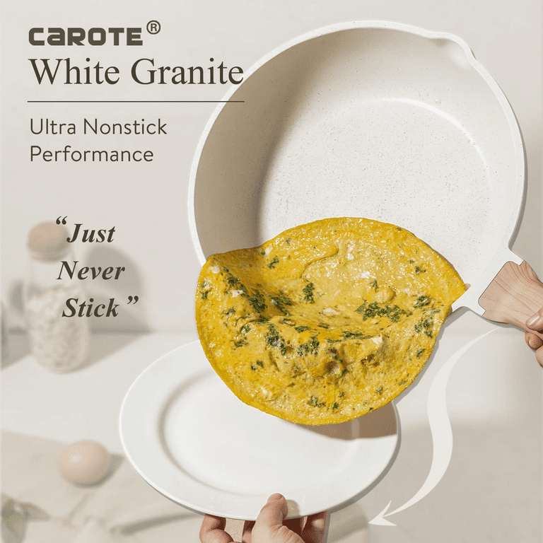 Carote Nonstick Pots and Pans Set, 17 Pcs Granite Stone Kitchen Cookware  Sets (White) 