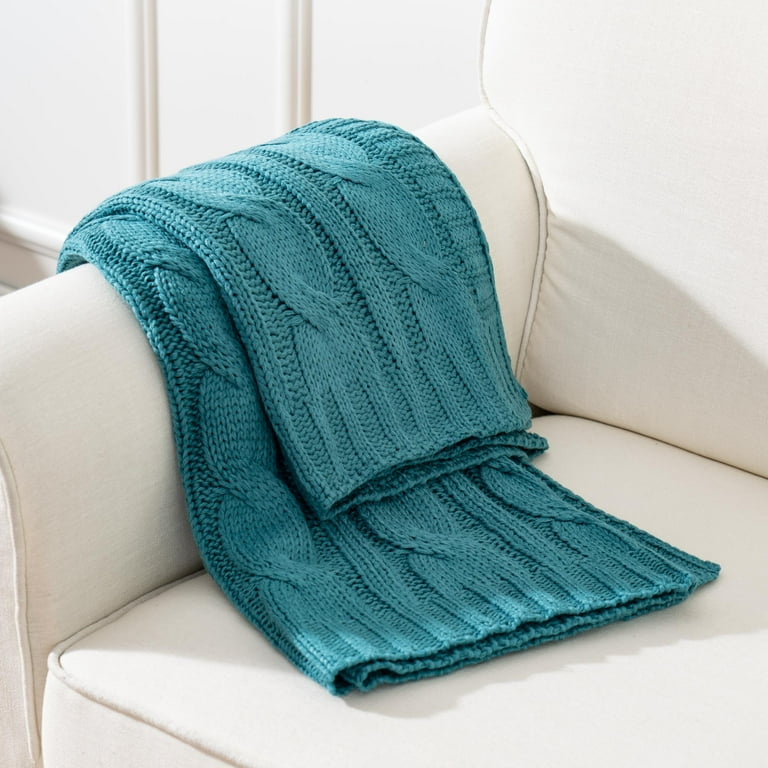 Battilo Turquoise Cable Knit Blankets Teal Blue Herringbone Blanket Housewarming Gifts 50 x 60 Walmart