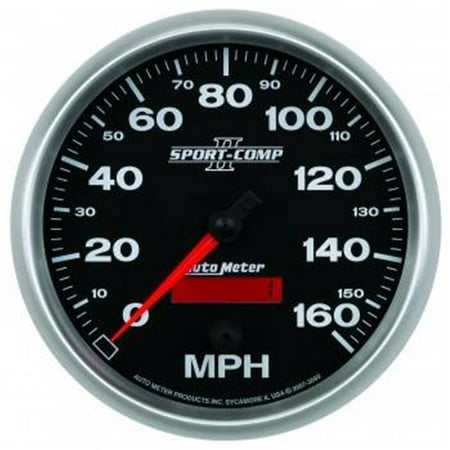 Autometer 3689 Sport-Comp II Speedometer, 5", 160 MPH , Electric Programmable