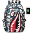 thumbnail image 1 of Mochila infantil unisex con interfaz USB, fabricada en tela Oxford, impermeable y resistente al desgaste (blanca)., 1 of 5