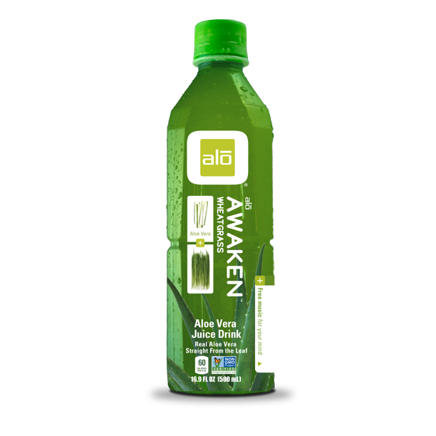 Alo Awaken Aloe Vera Juice Drink, Wheatgrass, 16.9 Fl Oz, 12 Count