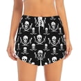 thumbnail image 2 of KLL Pirate skulls Pattern Shorts Women,Athletic Shorts High Waisted Running Shorts Pocket Sporty Short Gym Elastic Workout Shorts-Large, 2 of 7