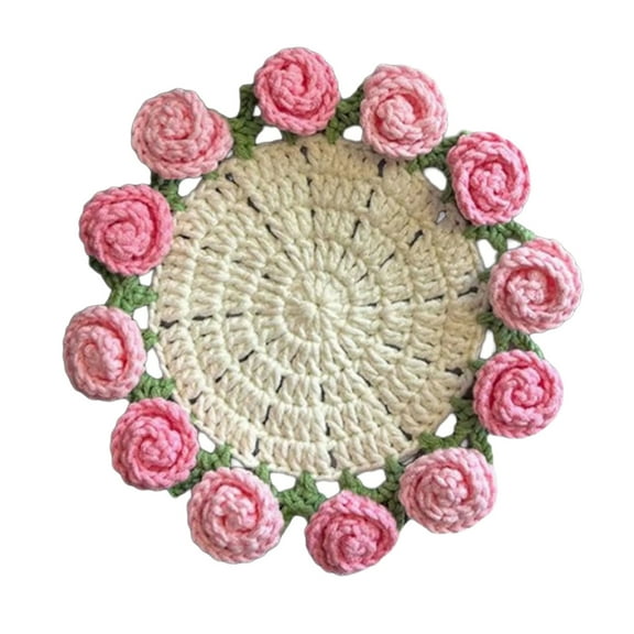 Flower Coaster Crochet Kits DIY Coaster Crochet Starter Kits Rose Bouquet Crochet Coaster Kits for Craft Lovers