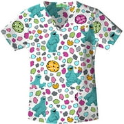 Sesame Street Wile About Cookie V-Neck Scrub Top