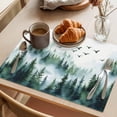 thumbnail image 3 of Green White Forest Placemats Set of 4 Watercolor Modern Mountain Place Mats Indoor Wipeable Table Mats Washable Cloth Dining Table Placemats for Kitchen Holiday Party Home Decor 13x19 Inch, 3 of 9