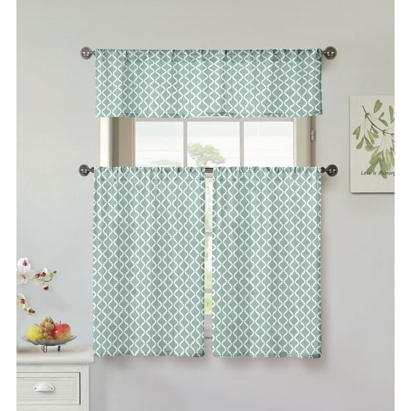 Moana Geometric Cotton Kitchen Curtain & Tier Set