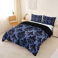 thumbnail image 3 of jejeloiu Dark Damask Duvet Cover King,Vintage Print King Bedding For Adults,Blue Black,Black Reversible,3pcs,1 Duvet Cover and 2 Pillowcases, 3 of 6