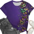 thumbnail image 4 of Ounisa Womens Mardi Gras Sweatshirts Carnival Sweatshirt Funny Mask Graphic Short Sleeve Shirts Fat Tuesday Pullover Top, 4 of 6