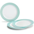 thumbnail image 2 of " OCCASIONS " 150 Pcs set (25 Guests)-Wedding Disposable Plastic Plates & cutlery - Dinnerware 10.25'', 7.5''+Silverware w/double fork (Rio in White & Pearled Turquoise), 2 of 3