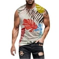 thumbnail image 2 of Men Tank Tops Workout Tank Top For Men Hawaiian Tropical Print Summer Casual Workout Vest Round Neck Sleeveless Loose Shirts Lightweight Comfy Blouse Men Workout Tank Tops For Gym, 2 of 5