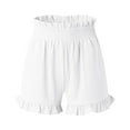thumbnail image 2 of Aayomet Womens Drawstring Shorts Summer Elastic Waist Casual Lightweight with Pockets Dressy,White S, 2 of 4