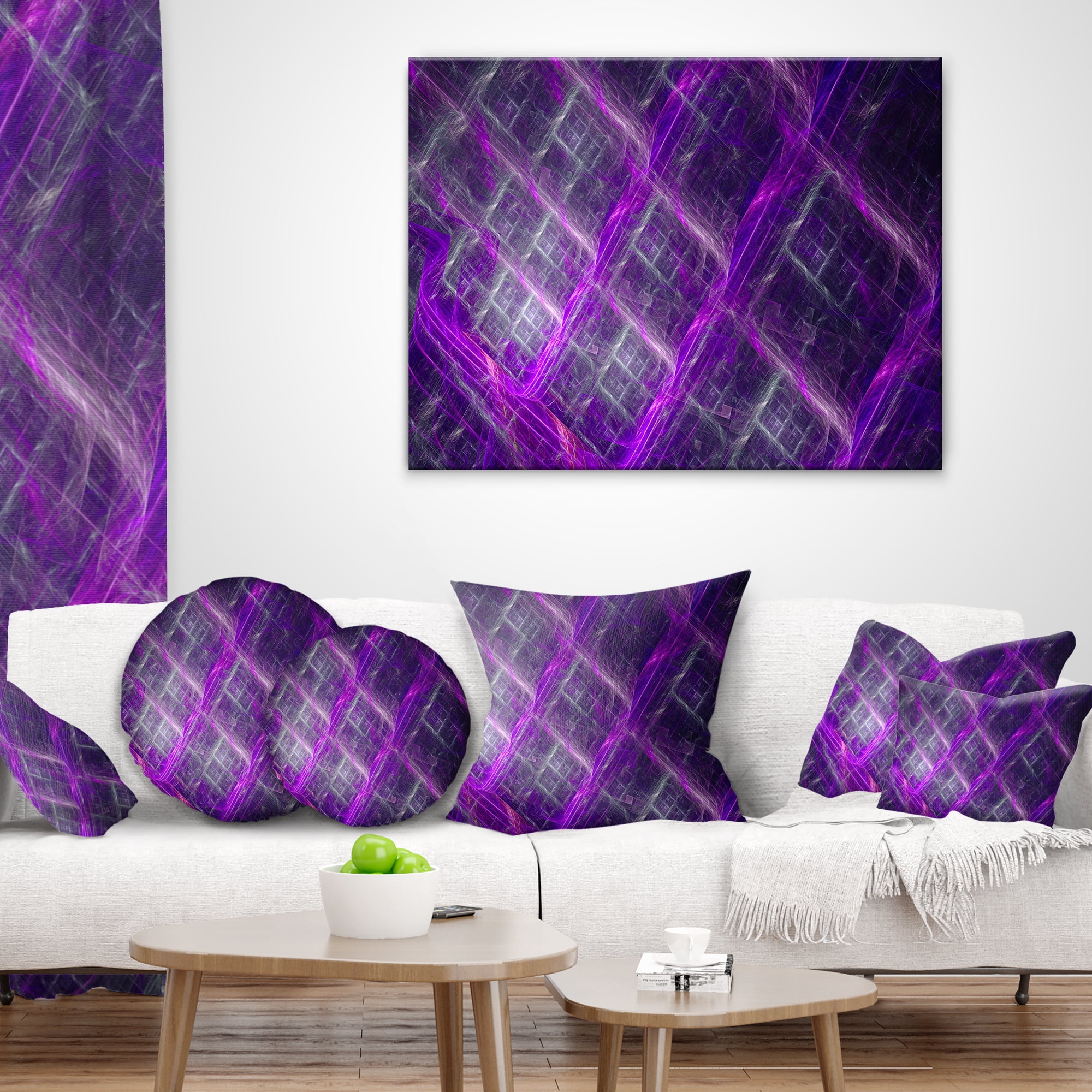 Designart Purple Abstract Metal Grill - Abstract Throw Pillow - 16x16