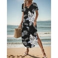 thumbnail image 4 of Zeagoo Long Dresses for Women Casual Summer Maxi Dress Short Sleeve Long Dress with Pockets Curve Hem Long Dress Crew Neck, 4 of 10