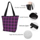 thumbnail image 4 of Fotbe Purple Black Plaid Bolsa de Playa con Estampado, Bolsa de Hombro, Bolsa de Mano Espaciosa, Bolsa de Viaje Ligera, Bolsa de Compras Versátil, 4 of 6
