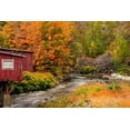 thumbnail image 2 of Jones, Allison 24x17 Gold Ornate Wood Framed with Double Matting Museum Art Print Titled - USA-Vermont-Stowe-red mill on Little River as it flows south of Stowe to Winooski River-fall foliage, 2 of 4