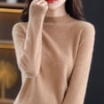 thumbnail image 2 of Suéter de lana para mujer, cuello semialto, lana pura, llegada de otoño e invierno, jersey básico de punto de cachemira, 2 of 6