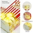 thumbnail image 2 of 30Pcs 46oz Large Popcorn Boxes for Movie Night with Gold Border, Hollywood Birthday Party - Disposable Red/White Stripes Snack Containers, Durable Food Boxes, 2 of 2