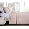 thumbnail image 3 of Chezmoi Collection Madrid Herringbone Geometric Solid Cotton Lightweight Quilt, 3-Piece Quilt Set, Queen, Blush, 3 of 9