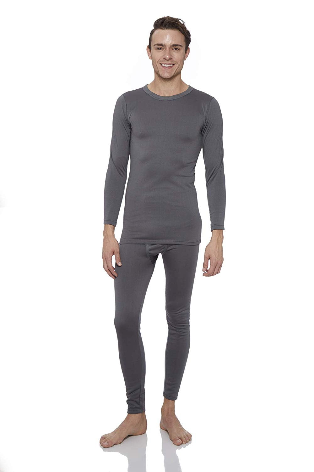 MENS THERMAL UNDERWEAR LONG JOHNS LONG SLEEVE ONE PIECE ALL IN 1 WHITE CHARCOAL