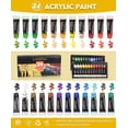 thumbnail image 3 of Kit de pintura acrílica colorida, 24 colores, 30 pinceles, 3 of 7