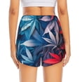 thumbnail image 2 of Lsque Red And Blue Leaves Printed Women's Running Shorts with Liner Pockets,Elastic Quick Dry Workout Athletic Gym Yoga Shorts,Womens High Waist Shorts-Large, 2 of 9