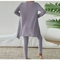 thumbnail image 4 of Tnhcen Women's Ribbed Knit Pajama Set 3-Piece Sleepwear Short Sleeve Top Pants Cardigan Comfortable Loungewear M-2XL Purple, 4 of 4