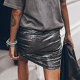 thumbnail image 7 of Womens Skirt High Waist Glitter Fabric Ruched Elastic Waist Mini Skirt, 7 of 7